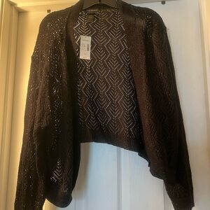 NWT Lane Bryant Women's Black Shimmer Open Knit Sweater size 26/28